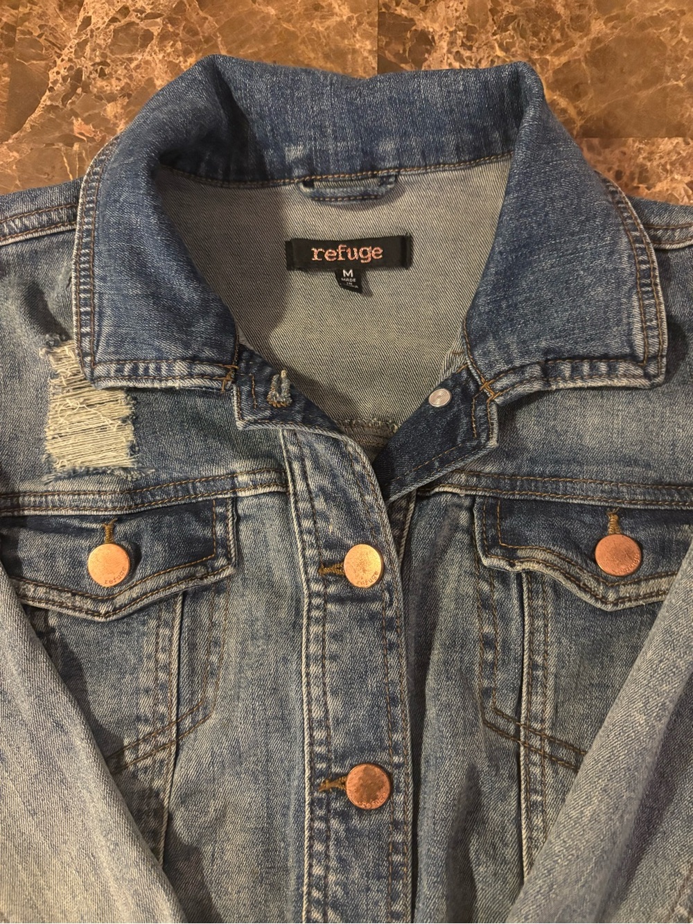 refuge Medium Wash Blue Denim Jacket with Copper Buttons